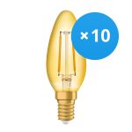 Mehrfachpackung 10x Ledvance Vintage 1906 LED E14 Kerze Gold 1.5W 120lm - 824  | Ersatz für 15W Mehrfachpackung 10x Ledvance Vintage 1906 LED E14 Kerze Gold 1.5W 120lm - 824  | Ersatz für 15W