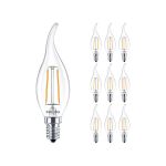 Mehrfachpackung 10x Philips Corepro LED Kerze E14 Gebogen-tip Fadenlampe Klar 2W 250lm - 827  | Ersatz für 25W Mehrfachpackung 10x Philips Corepro LED Kerze E14 Gebogen-tip Fadenlampe Klar 2W 250lm - 827  | Ersatz für 25W