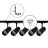 Komplettset 1-Phasen Rail L 1 x 2 Meter Schwarz | incl. 5x Spot + GU10 2700K 3W Dimmbar + Abschlusskappe, Stromanschluss und L -Verbinder