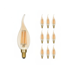 Mehrfachpackung 10x LED E14 Gebogen-tip Kerze Fadenlampe Messing 4.1W 350lm - 822 | Dimmbar - Ersatz für 40W Mehrfachpackung 10x LED E14 Gebogen-tip Kerze Fadenlampe Messing 4.1W 350lm - 822 | Dimmbar - Ersatz für 40W