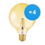 Lot 4x Ledvance Vintage 1906 LED E27 Boule Dorée 4W 410lm - 824  | Remplacement 40W Lot 4x Ledvance Vintage 1906 LED E27 Boule Dorée 4W 410lm - 824  | Remplacement 40W