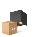 Lot 4x D'Lite LED Applique Murale Elingen Aluminium Noir 4.9W 480lm - 830  Lot 4x D'Lite LED Applique Murale Elingen Aluminium Noir 4.9W 480lm - 830