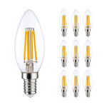 Lot 10x LED E14 Bougie Filament Claire 4.5W 470lm - 827 | Dimmable - Remplacement 40W Lot 10x LED E14 Bougie Filament Claire 4.5W 470lm - 827 | Dimmable - Remplacement 40W
