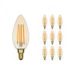 Lot 10x LED E14 Bougie Filament Ambre 4.1W 350lm - 822 | Dimmable - Remplacement 40W Lot 10x LED E14 Bougie Filament Ambre 4.1W 350lm - 822 | Dimmable - Remplacement 40W