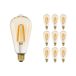 Lot 10x LED E27 Edison Filament Ambre 7.2W 630lm - 822 | Dimmable - Remplacement 50W Lot 10x LED E27 Edison Filament Ambre 7.2W 630lm - 822 | Dimmable - Remplacement 50W